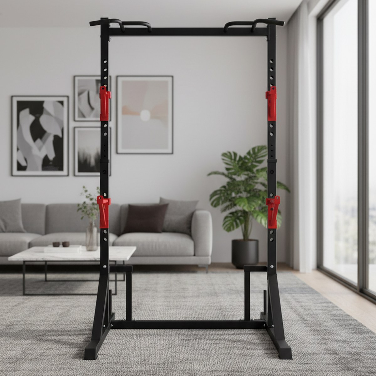 Home Gym Equipments - 조절 가능한 파워 랙과 풀업 바가