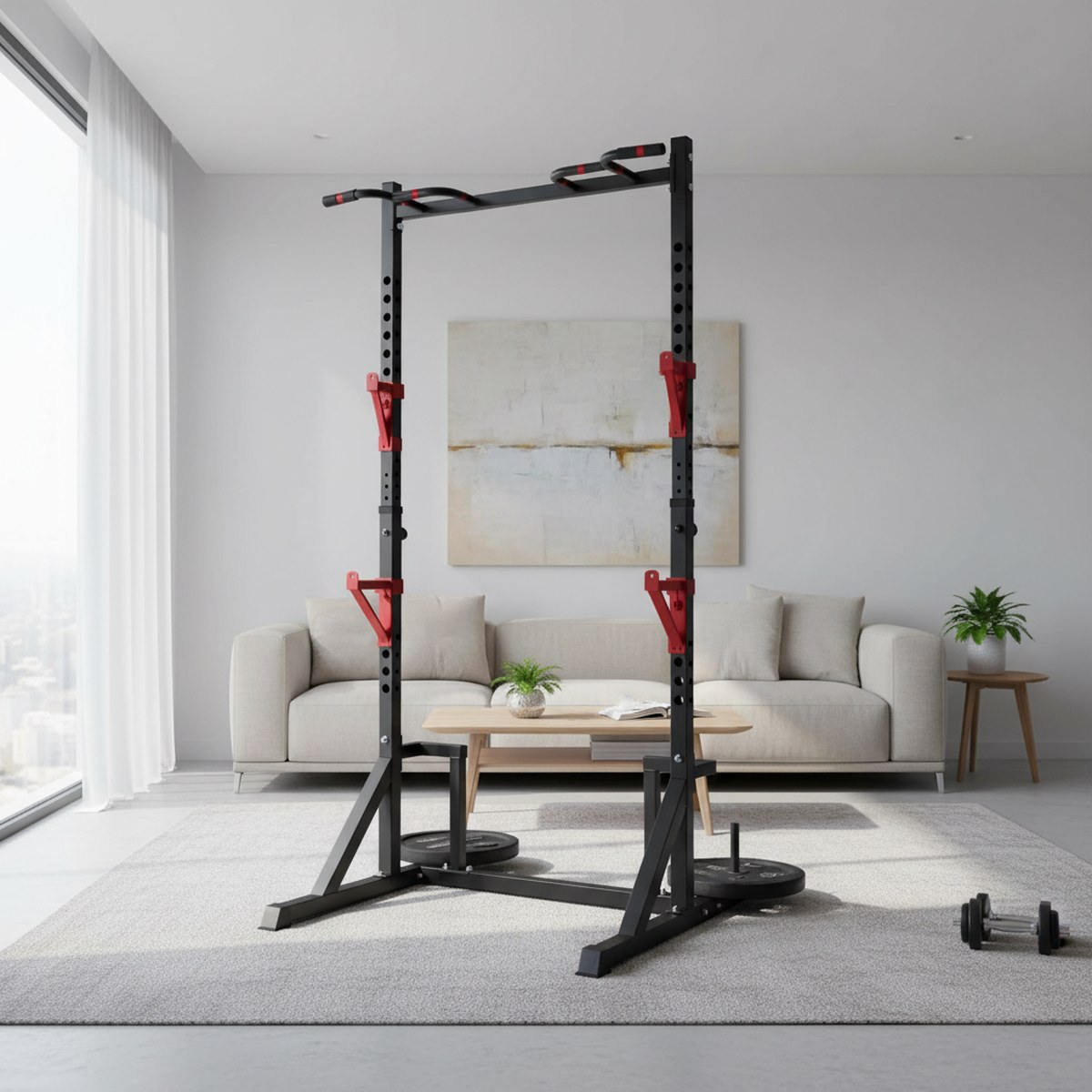 조절 가능한 파워 랙과 풀업 바가 있는 홈짐 스쿼트 스 - Home Gym Equipments 리뷰 및 가격