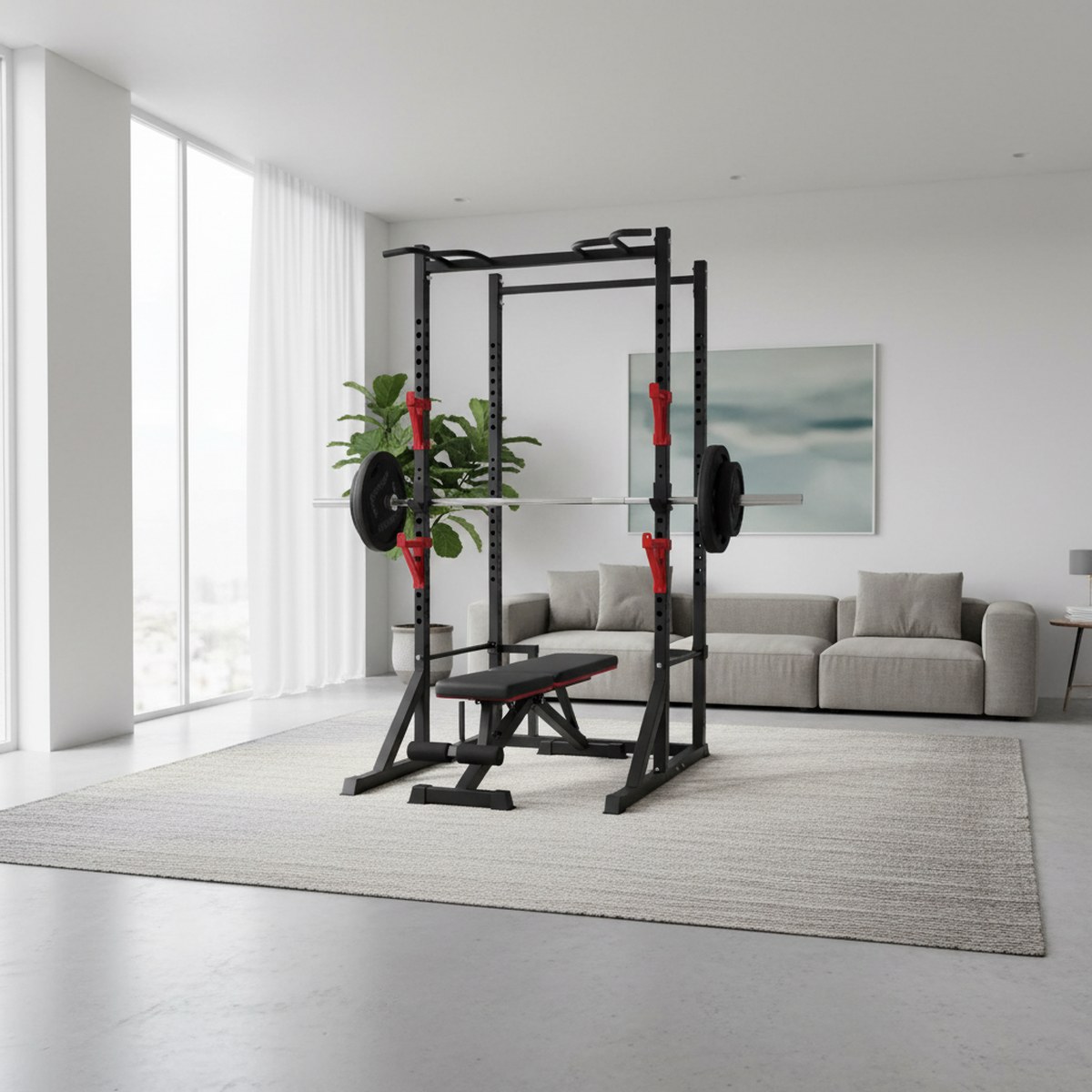 조절 가능한 파워 랙과 풀업 바가 있는 홈짐 스쿼트 스 - Home Gym Equipments 리뷰 및 가격
