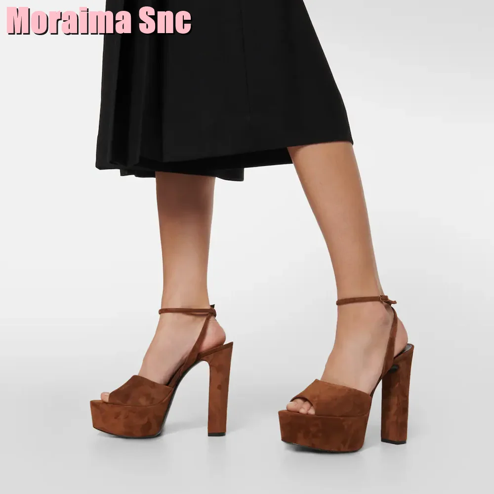 핍 토 플랫폼 특허 가죽 샌들 블록 청키 힐 발목 버클 - Ankle Strap Attachment 리뷰 및 가격