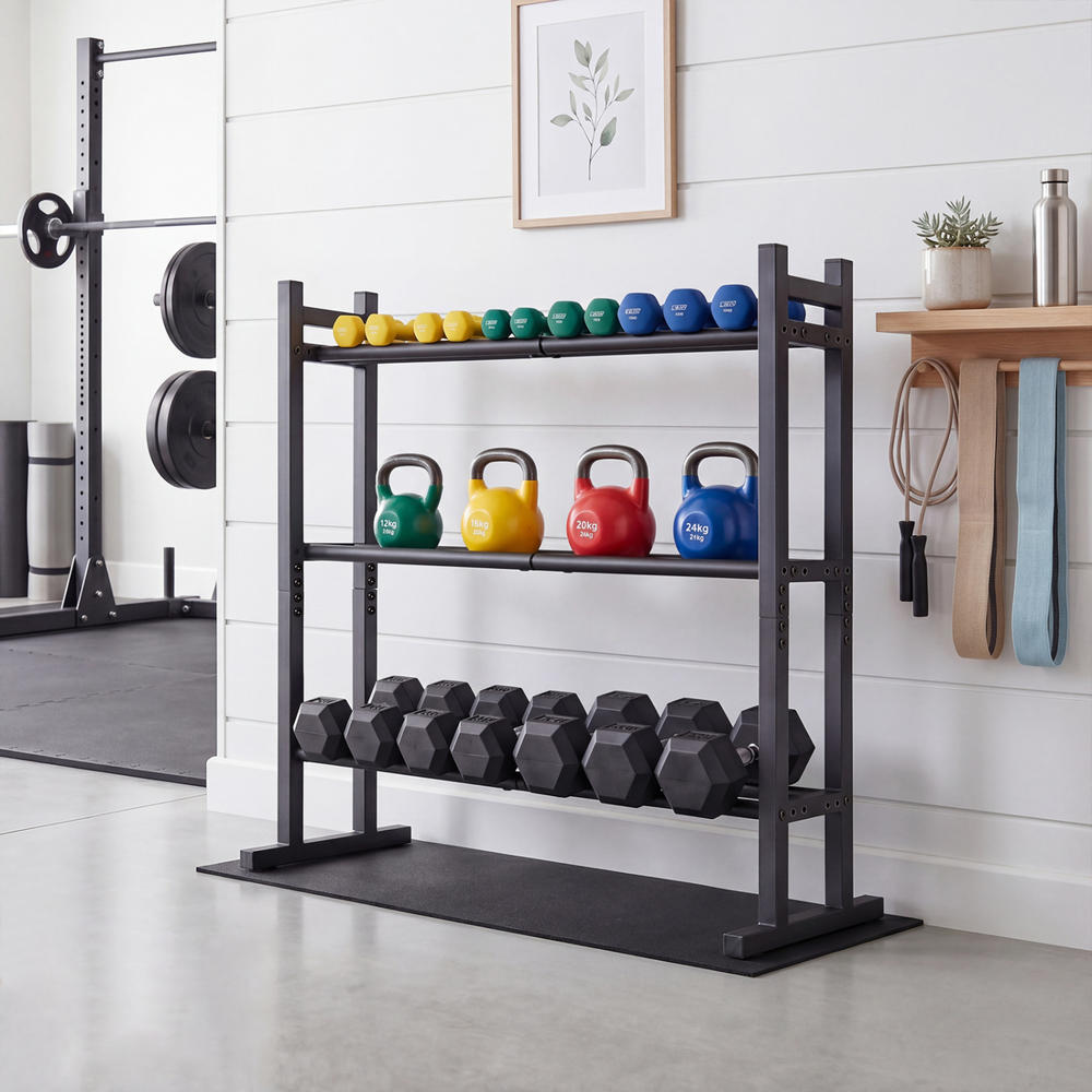 헤비 듀티 3단 덤벨 랙, 분체 도장된 스틸 중량물 보 - Home Gym Equipments 리뷰 및 가격