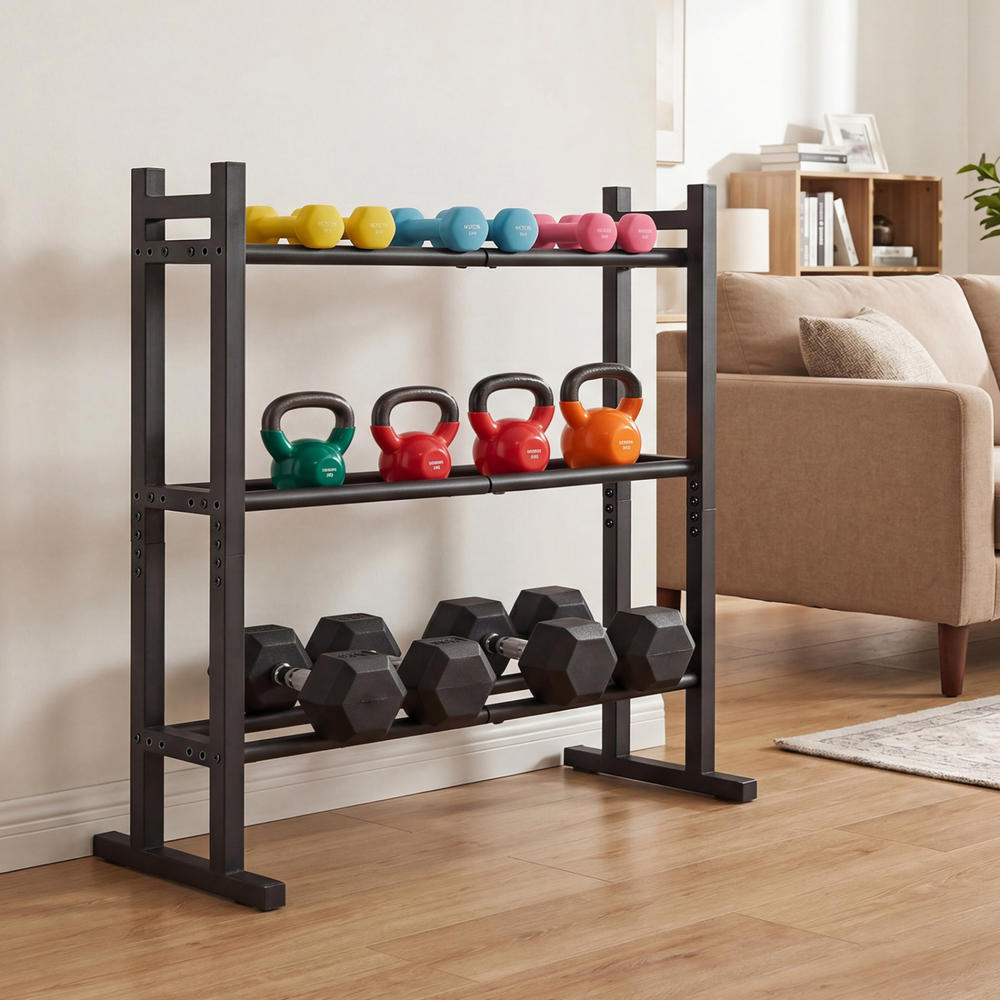 헤비 듀티 3단 덤벨 랙, 분체 도장된 스틸 중량물 보 - Home Gym Equipments 리뷰 및 가격