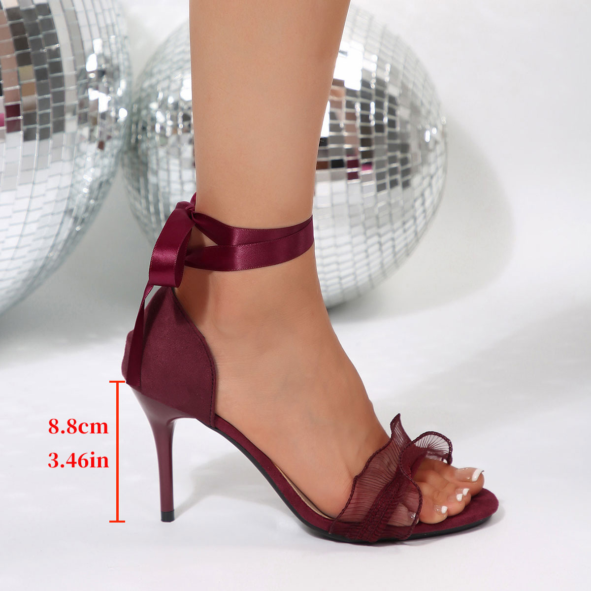 레이스 장식 블랙 하이힐 샌들 여성 여름 얇은 굽 오픈 - Ankle Strap Attachment 리뷰 및 가격